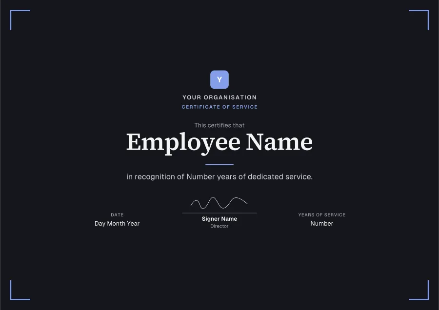 Certificate of Service certificate template for Word: Midnight design