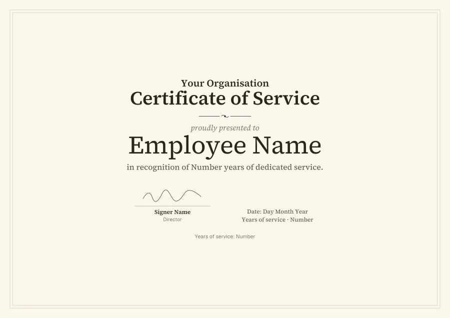 Years of service certificate templates: Navy classic